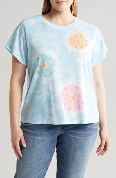 Wit & Wisdom Floral Print T-shirt In Island Sky Multi