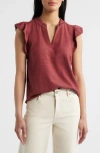 Wit & Wisdom Flutter Sleeve Top In Brown