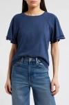 Wit & Wisdom Flutter Sleeve Top In Navy