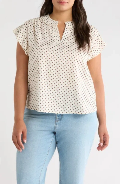 Wit & Wisdom Flutter Sleeve Top In Neutral