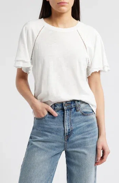 Wit & Wisdom Flutter Sleeve Top In White