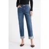 Wit & Wisdom Frayed High Waist Ankle Straight Leg Jeans
