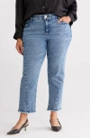 Wit & Wisdom Frayed Twist Seam High Waist Ankle Straight Leg Jeans