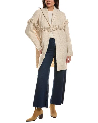 Wit & Wisdom Fringe Wool-blend Cardigan In Neutral