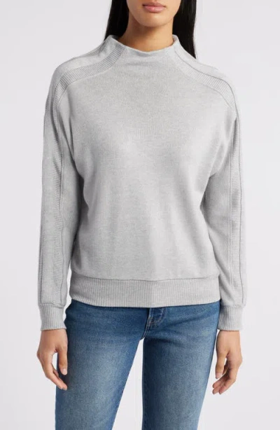 Wit & Wisdom Funnel Neck Knit Top In Heather Grey