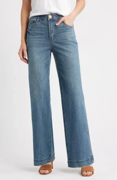 Wit & Wisdom Gracie Skyrise Double Side Seam High Waist Wide Leg Jeans In Blue