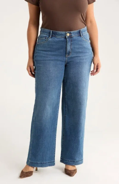 Wit & Wisdom Gracie Skyrise Double Side Seam Wide Leg Jeans In Blue