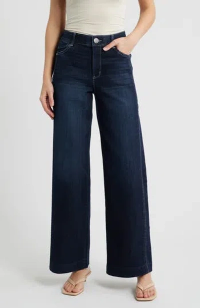 Wit & Wisdom Gracie Skyrise Double Side Seam Wide Leg Jeans In Indigo Artisanal