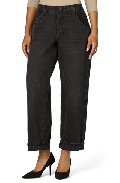 Wit & Wisdom High Waist Ankle Relaxed Straight Leg Jeans In Black