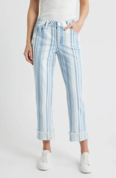 Wit & Wisdom Frayed Cuffed High Waist Boyfriend Jeans In Blue