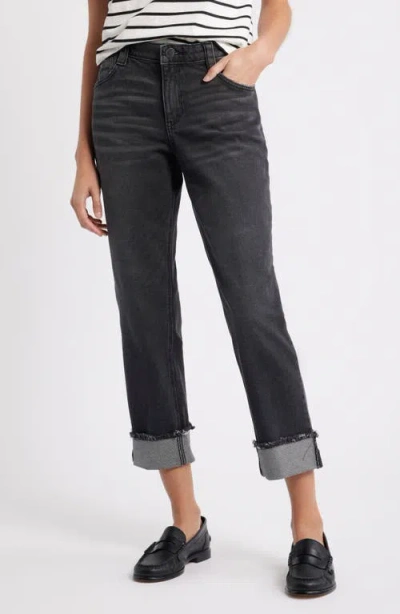 Wit & Wisdom High Waist Fray Hem Jeans In Gray