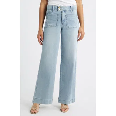Wit & Wisdom High Waist Patch Pocket Wide Leg Jeans In Blue