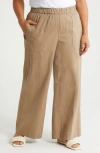 Wit & Wisdom High Waist Stretch Linen Blend Pants In Portobello