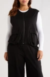 Wit & Wisdom Knit Zip-up Vest In Black