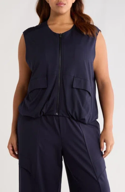 Wit & Wisdom Knit Zip-up Vest In Blue