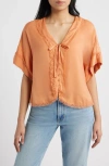 Wit & Wisdom Lace Trim Dolman Sleeve Top In Brown