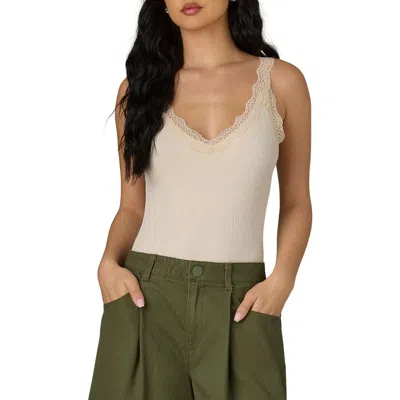 Wit & Wisdom Lace Trim Rib Camisole In Neutral