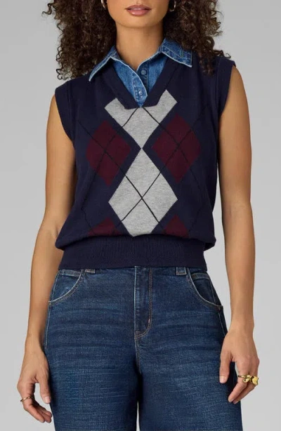 Wit & Wisdom Layered Look Sweater Vest In Blue