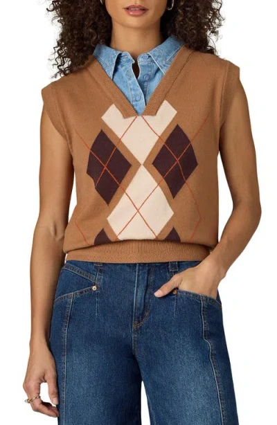 Wit & Wisdom Layered Look Sweater Vest In Brown