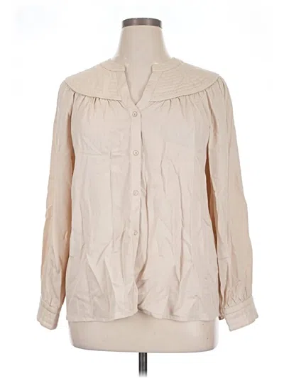 Pre-owned Wit & Wisdom Long Sleeve Blouse In Tan