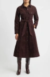 Wit & Wisdom Long Sleeve Corduroy Shirtdress In Burgundy