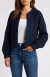 Wit & Wisdom Marled Blouson Sleeve Cardigan In Navy