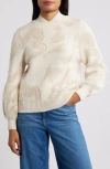 Wit & Wisdom Metallic Jacquard Sweater In Neutral
