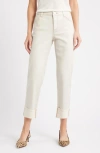 Wit & Wisdom Metallic Raw Hem Straight Leg Jeans In White