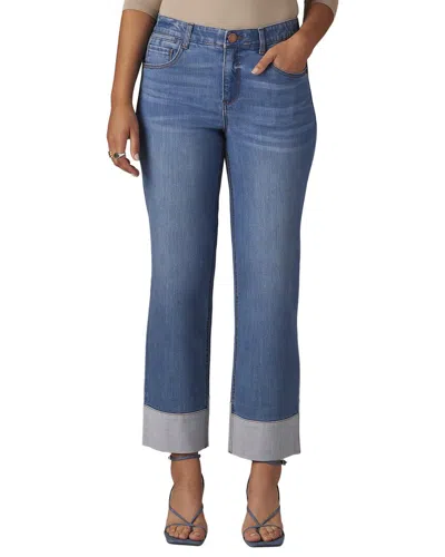 Wit & Wisdom Mid Blue High Rise Round Up Boyfriend Jean