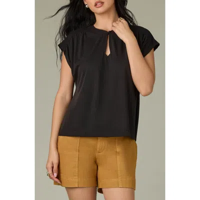 Wit & Wisdom Mixed Media Knit Top In Black