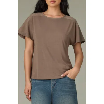 Wit & Wisdom Mixed Media Knit Top In Gray