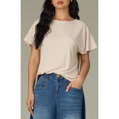 Wit & Wisdom Mixed Media Knit Top In Neutral