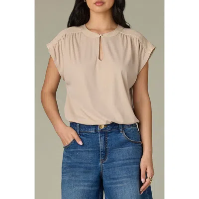 Wit & Wisdom Mixed Media Knit Top In Neutral