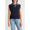 Wit & Wisdom Mixed Media Sweater Vest In Blue