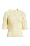 Wit & Wisdom Mixed Stitch Elbow Sleeve Sweater In Butter Cream