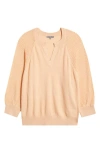 Wit & Wisdom Mixed Stitch Split Neck Sweater In Peach Fuzz