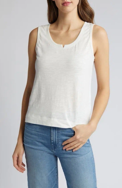 Wit & Wisdom Notched Sleeveless Tank In Off White