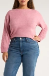 Wit & Wisdom Open Stitch Boat Neck Sweater In Animal Print