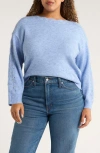 Wit & Wisdom Open Stitch Boat Neck Sweater In Blue