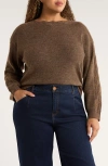 Wit & Wisdom Open Stitch Boat Neck Sweater In Multi