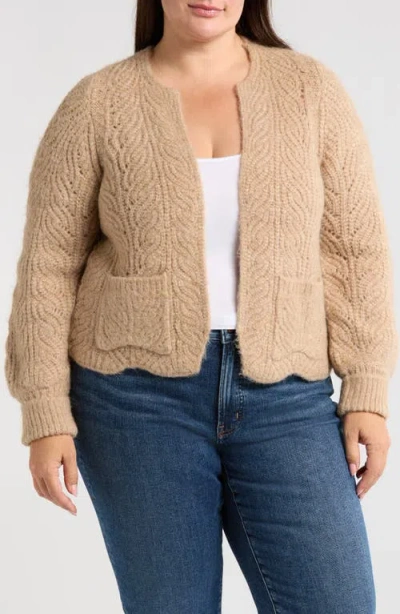 Wit & Wisdom Open Stitch Cardigan In Oatmeal