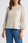Wit & Wisdom Open Stitch Cuffed Sweater In Heather Light Oatmeal