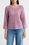 Wit & Wisdom Open Stitch Cuffed Sweater In Purple