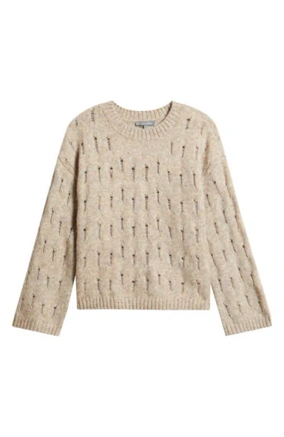 Wit & Wisdom Open Stitch Pullover Sweater In Heather Mocha