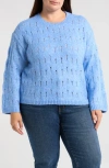 Wit & Wisdom Open Stitch Sweater In Heather Cerulean Blue