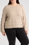 Wit & Wisdom Open Stitch Sweater In Heather Mocha