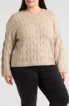 Wit & Wisdom Open Stitch Sweater In Heather Mocha
