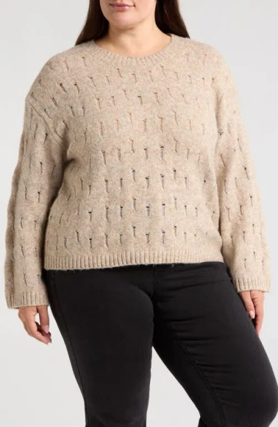 Wit & Wisdom Open Stitch Sweater In Heather Mocha