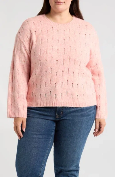 Wit & Wisdom Open Stitch Sweater In Heather Sweet Melon