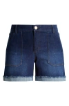 Wit & Wisdom Patch Pocket High Waist Denim Shorts In Indigo